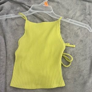 light green cut out crop top